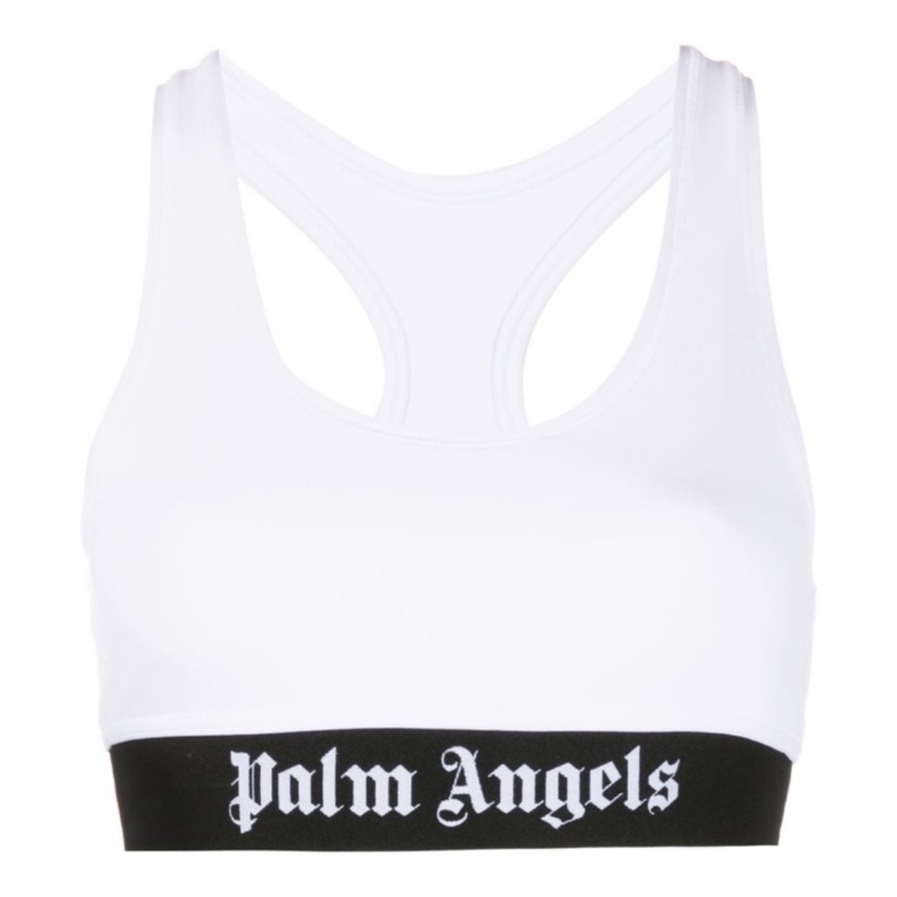 Palm Angels White and Black Sports Bra